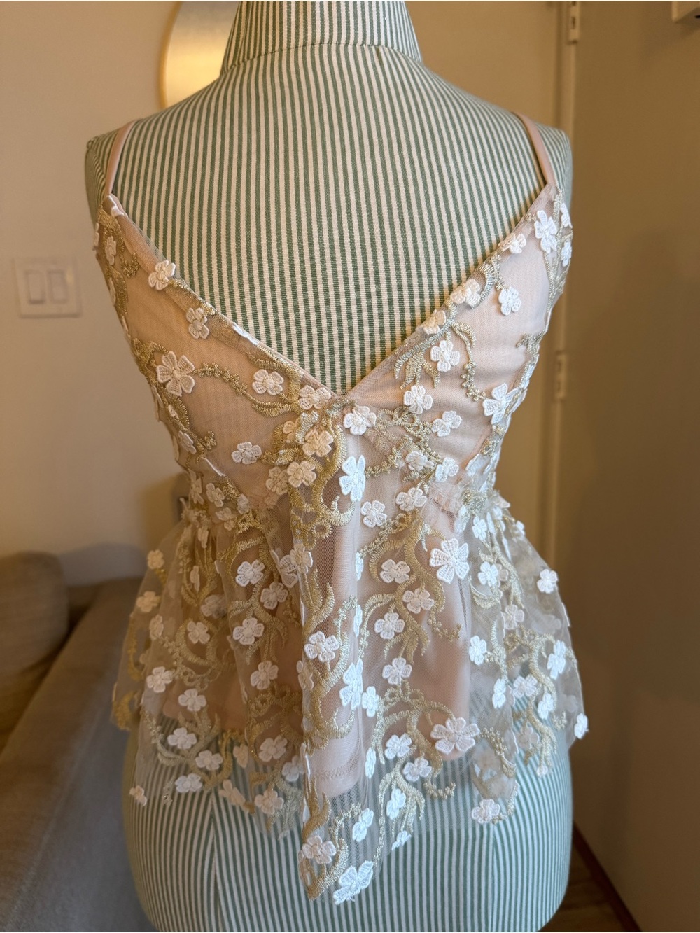 Altar’d State Floral Embroidered Peplum Cami XS